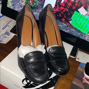 Size 11m Nine West loafer wedges, worn.